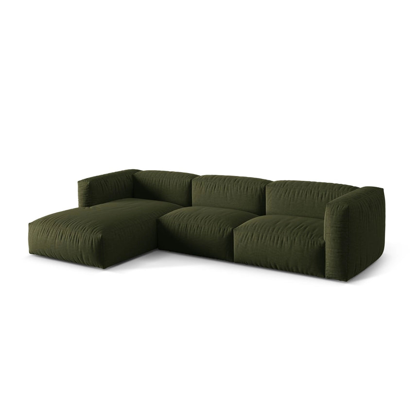 Martina modulares Ecksofa, Linke Seite, Sitztiefe 76 cm, aus Strukturierter Stoff in Grün (Boston Forest), 330x176 cm von Micadoni – Bild 3
