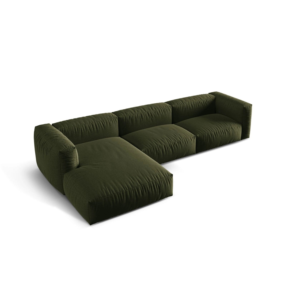 Martina modulares Ecksofa, Linke Seite, Sitztiefe 76 cm, aus Strukturierter Stoff in Grün (Boston Forest), 330x176 cm von Micadoni – Bild 4