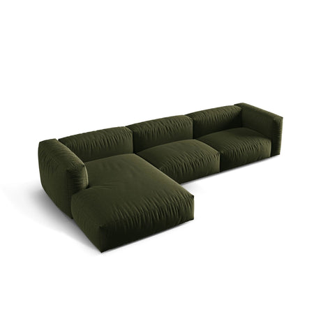 Martina modulares Ecksofa, Linke Seite, Sitztiefe 76 cm, aus Strukturierter Stoff in Grün (Boston Forest), 330x176 cm von Micadoni – Bild 4