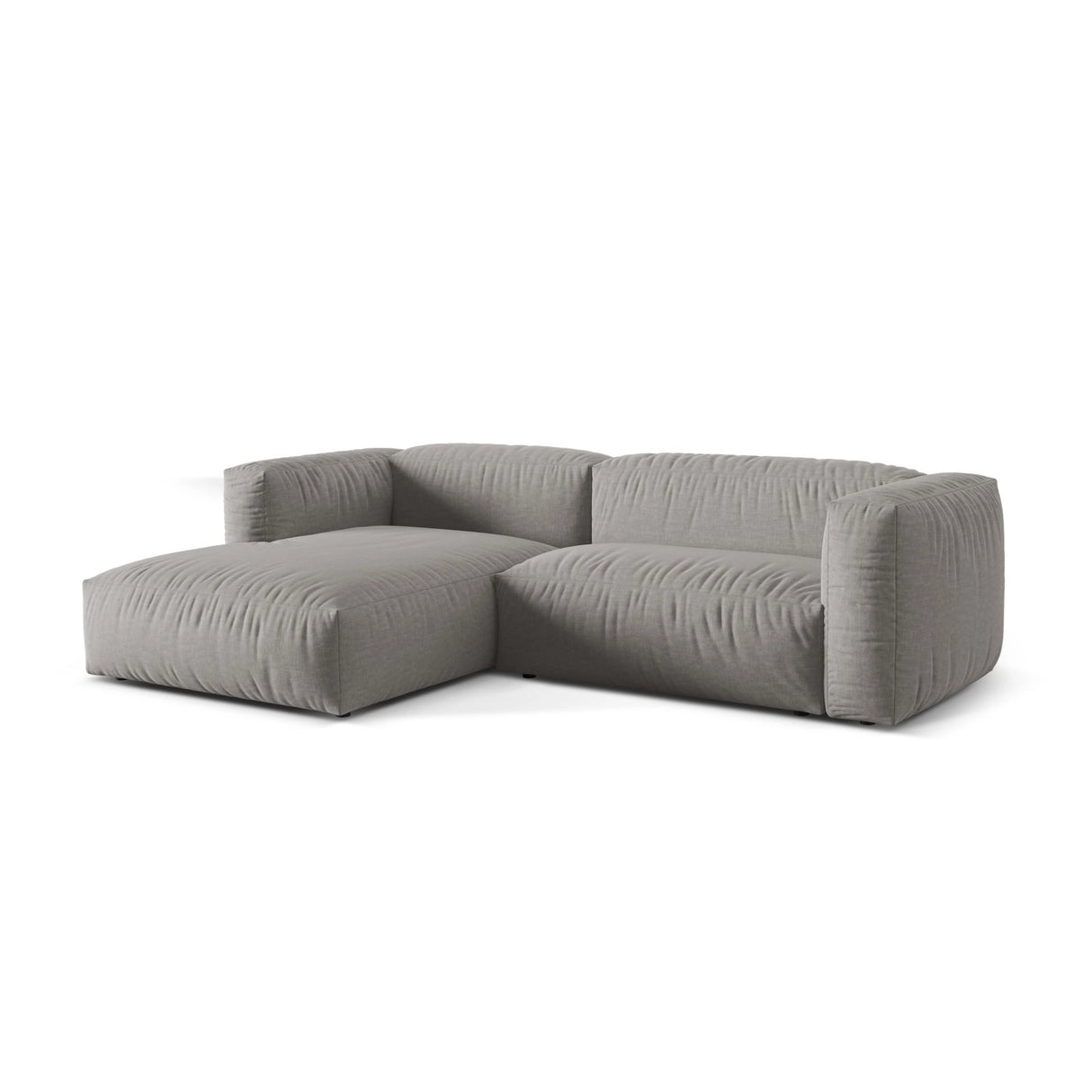 Martina modulares Ecksofa, Linke Seite, Sitztiefe 76 cm, aus Strukturierter Stoff in Hellgrau (Boston Light Grey), 280x176 cm von Micadoni – Bild 3