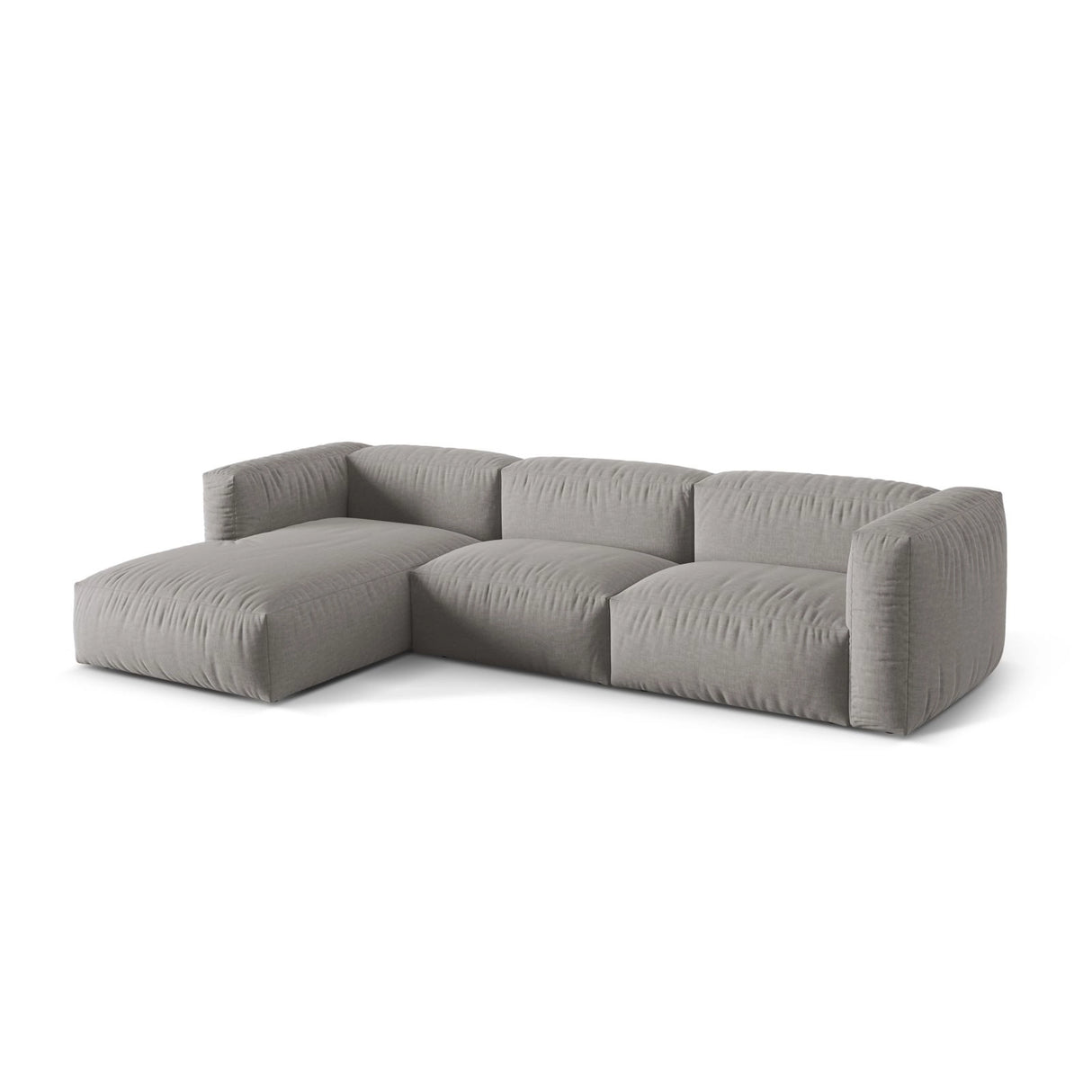 Martina modulares Ecksofa, Linke Seite, Sitztiefe 76 cm, aus Strukturierter Stoff in Hellgrau (Boston Light Grey), 330x176 cm von Micadoni – Bild 3
