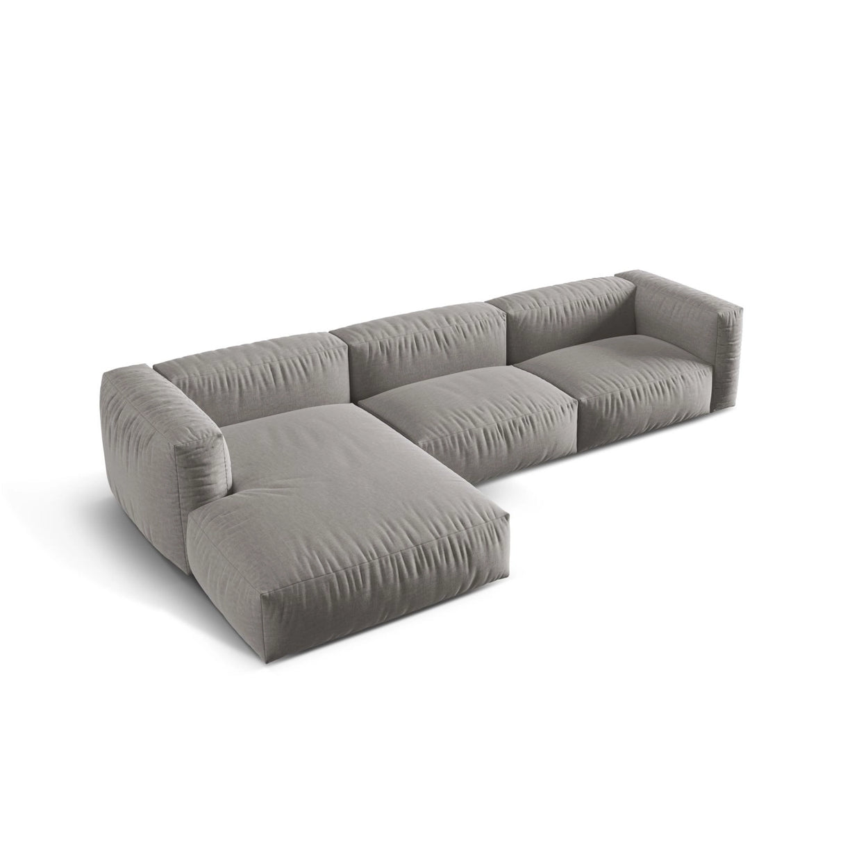 Martina modulares Ecksofa, Linke Seite, Sitztiefe 76 cm, aus Strukturierter Stoff in Hellgrau (Boston Light Grey), 330x176 cm von Micadoni – Bild 4