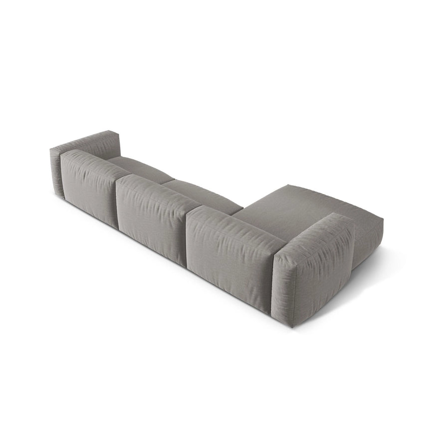 Martina modulares Ecksofa, Linke Seite, Sitztiefe 76 cm, aus Strukturierter Stoff in Hellgrau (Boston Light Grey), 330x176 cm von Micadoni – Bild 5