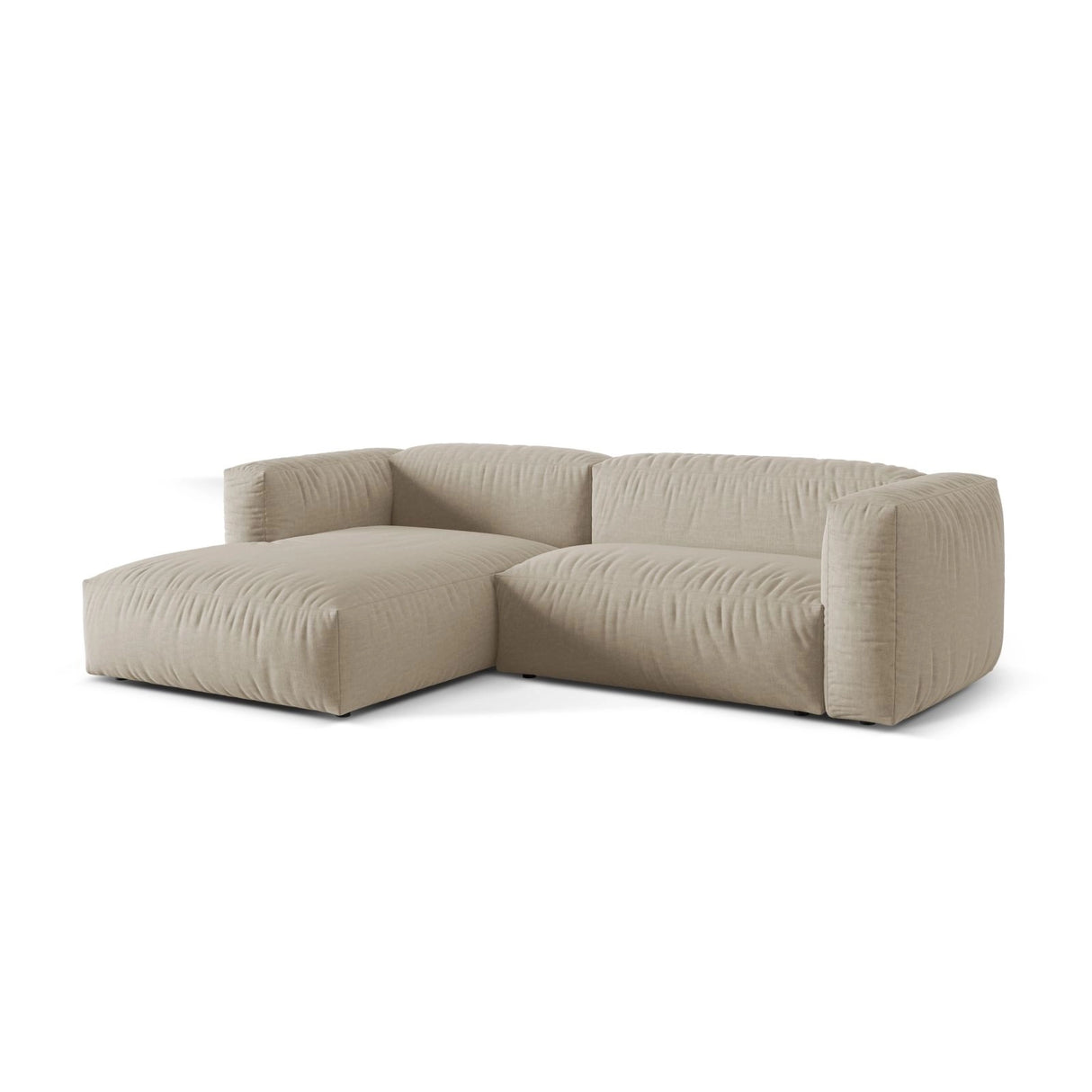 Martina modulares Ecksofa, Linke Seite, Sitztiefe 76 cm, aus Strukturierter Stoff in Leichtes Beige (Boston Toffee), 280x176 cm von Micadoni – Bild 3
