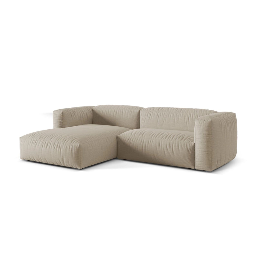 Martina modulares Ecksofa, Linke Seite, Sitztiefe 76 cm, aus Strukturierter Stoff in Leichtes Beige (Boston Toffee), 280x176 cm von Micadoni – Bild 3