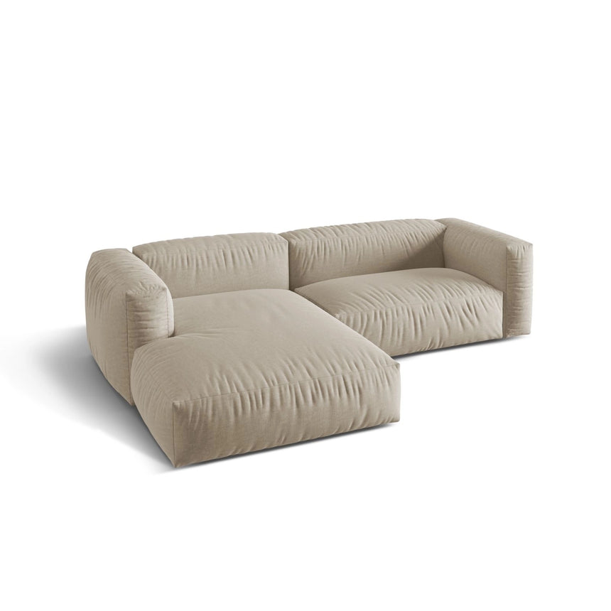 Martina modulares Ecksofa, Linke Seite, Sitztiefe 76 cm, aus Strukturierter Stoff in Leichtes Beige (Boston Toffee), 280x176 cm von Micadoni – Bild 4