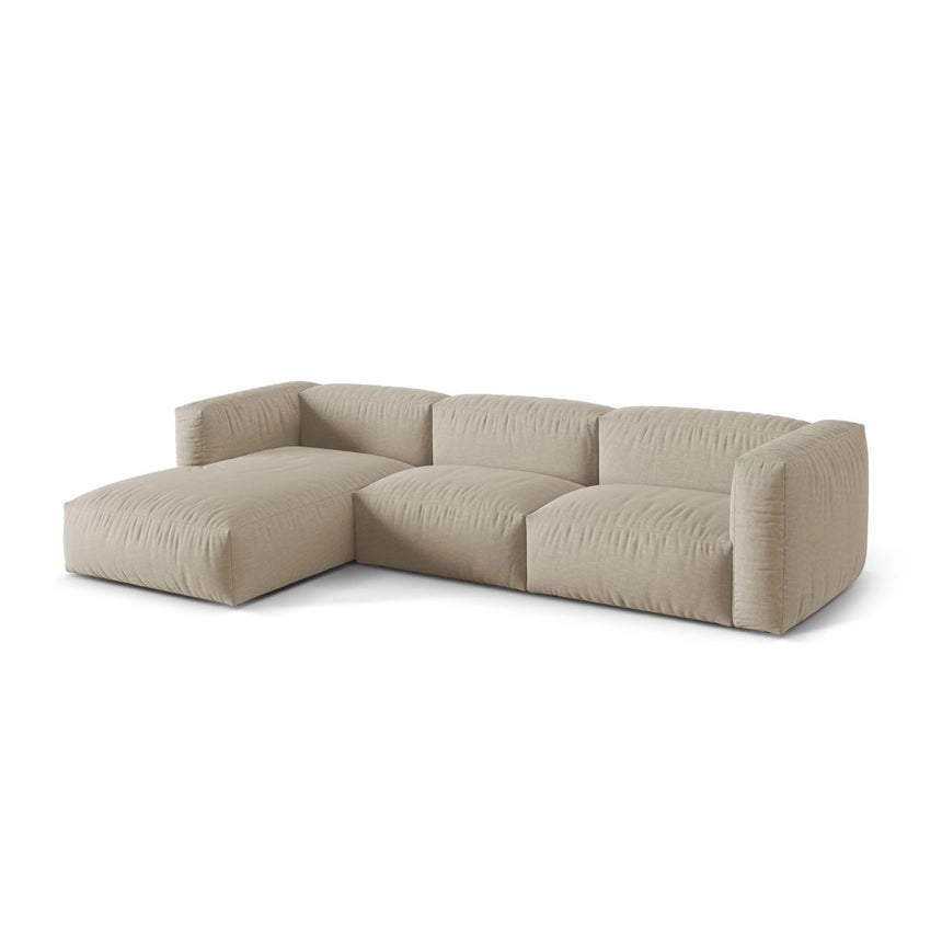 Martina modulares Ecksofa, Linke Seite, Sitztiefe 76 cm, aus Strukturierter Stoff in Leichtes Beige (Boston Toffee), 330x176 cm von Micadoni – Bild 3