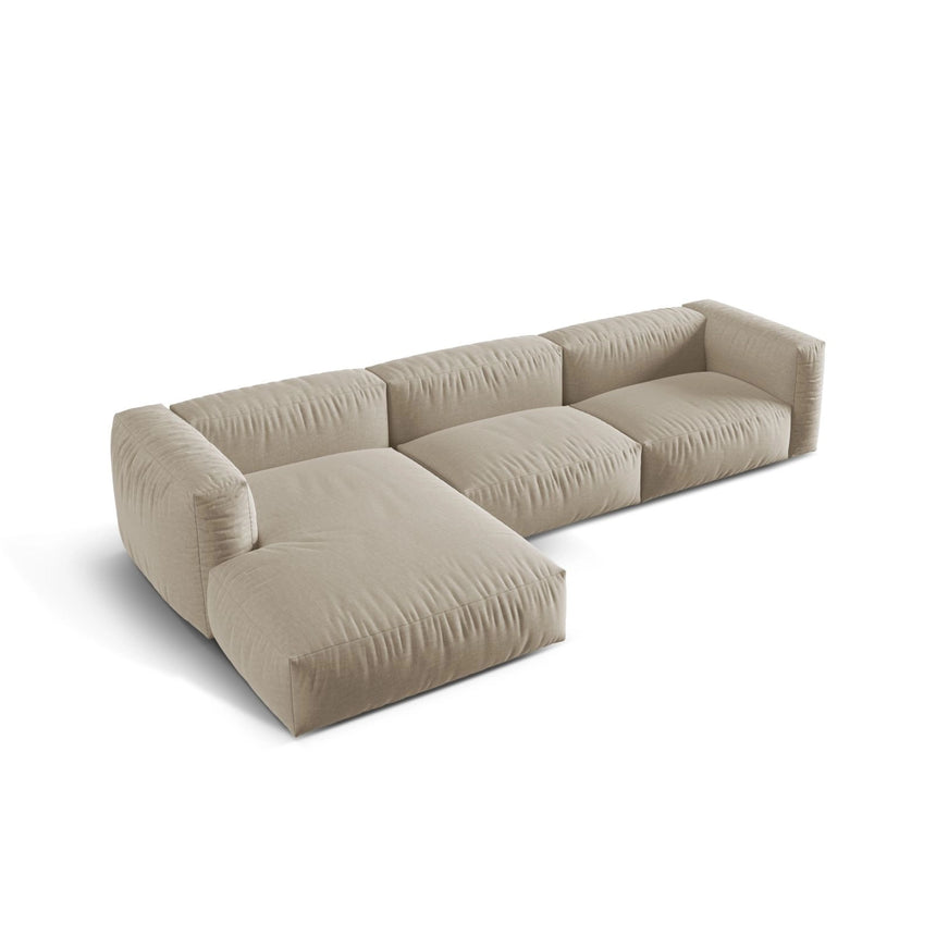 Martina modulares Ecksofa, Linke Seite, Sitztiefe 76 cm, aus Strukturierter Stoff in Leichtes Beige (Boston Toffee), 330x176 cm von Micadoni – Bild 4
