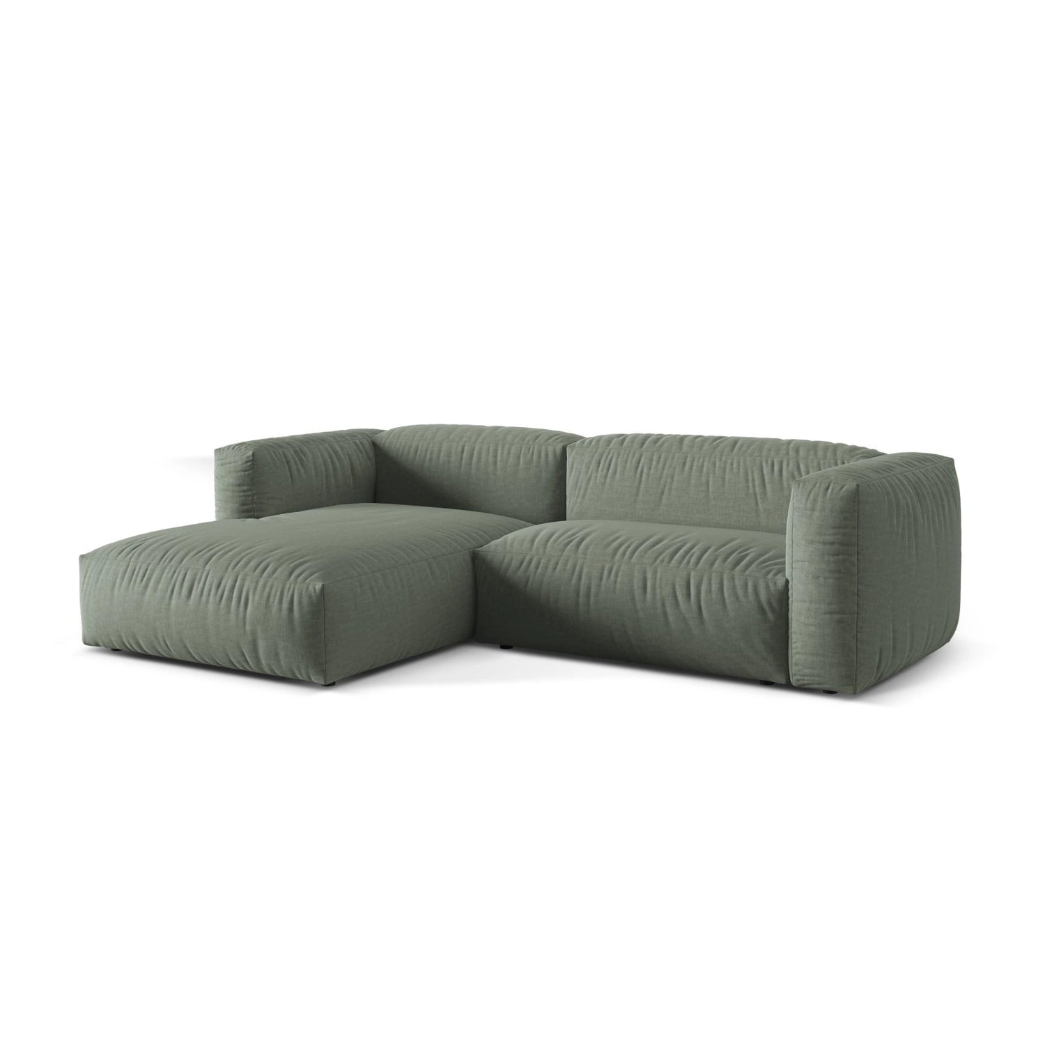 Martina modulares Ecksofa, Linke Seite, Sitztiefe 76 cm, aus Strukturierter Stoff in Moosgrün (Boston Water Green), 280x176 cm von Micadoni – Bild 3