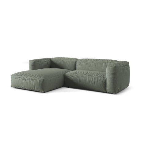 Martina modulares Ecksofa, Linke Seite, Sitztiefe 76 cm, aus Strukturierter Stoff in Moosgrün (Boston Water Green), 280x176 cm von Micadoni – Bild 3