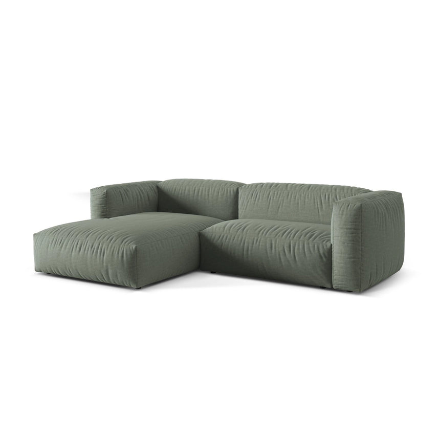 Martina modulares Ecksofa, Linke Seite, Sitztiefe 76 cm, aus Strukturierter Stoff in Moosgrün (Boston Water Green), 280x176 cm von Micadoni – Bild 3