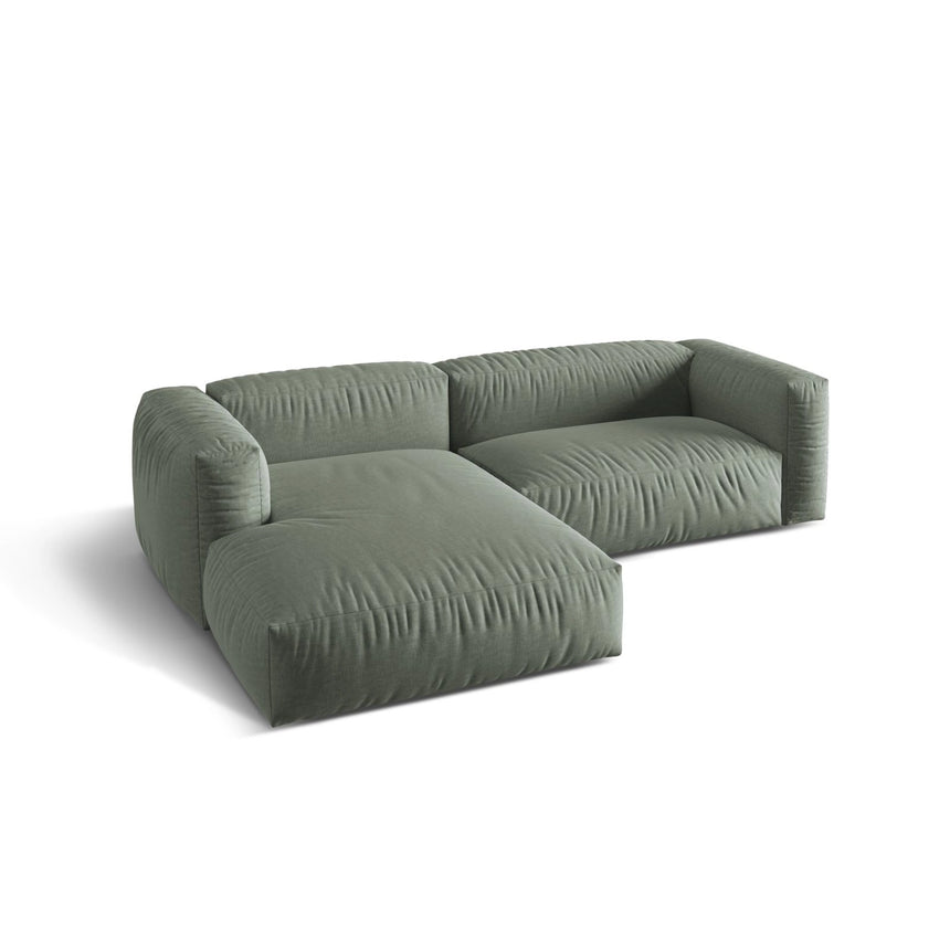 Martina modulares Ecksofa, Linke Seite, Sitztiefe 76 cm, aus Strukturierter Stoff in Moosgrün (Boston Water Green), 280x176 cm von Micadoni – Bild 4
