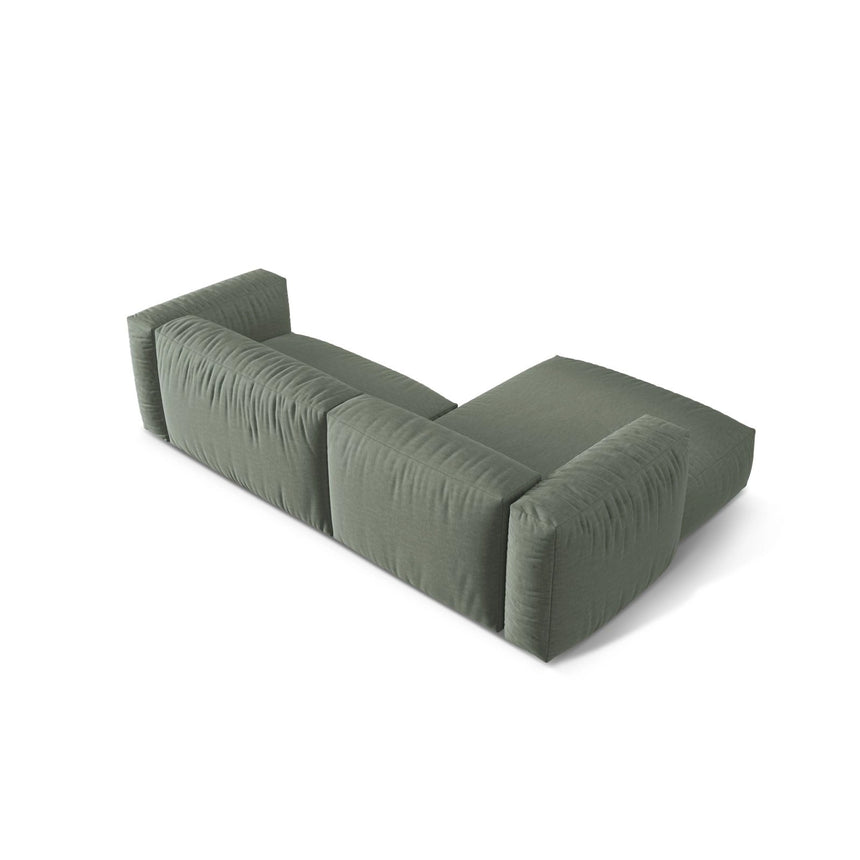 Martina modulares Ecksofa, Linke Seite, Sitztiefe 76 cm, aus Strukturierter Stoff in Moosgrün (Boston Water Green), 280x176 cm von Micadoni – Bild 5