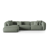 Martina modulares Ecksofa, Linke Seite, Sitztiefe 76 cm, aus Strukturierter Stoff in Moosgrün (Boston Water Green), 330x176 cm von Micadoni – Bild 1