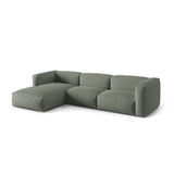 Martina modulares Ecksofa, Linke Seite, Sitztiefe 76 cm, aus Strukturierter Stoff in Moosgrün (Boston Water Green), 330x176 cm von Micadoni – Bild 3