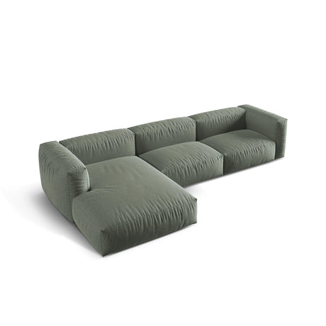 Martina modulares Ecksofa, Linke Seite, Sitztiefe 76 cm, aus Strukturierter Stoff in Moosgrün (Boston Water Green), 330x176 cm von Micadoni – Bild 4