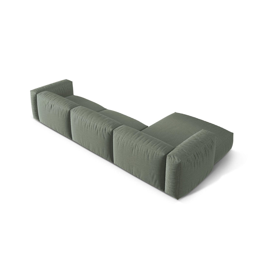 Martina modulares Ecksofa, Linke Seite, Sitztiefe 76 cm, aus Strukturierter Stoff in Moosgrün (Boston Water Green), 330x176 cm von Micadoni – Bild 5