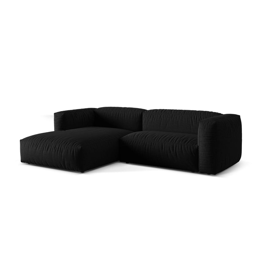 Martina modulares Ecksofa, Linke Seite, Sitztiefe 76 cm, aus Strukturierter Stoff in Schwarz (Boston Black), 280x176 cm von Micadoni – Bild 3