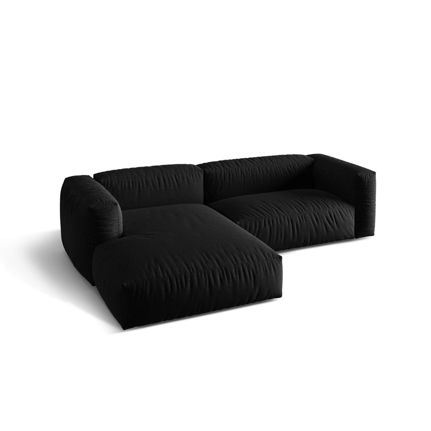 Martina modulares Ecksofa, Linke Seite, Sitztiefe 76 cm, aus Strukturierter Stoff in Schwarz (Boston Black), 280x176 cm von Micadoni – Bild 4