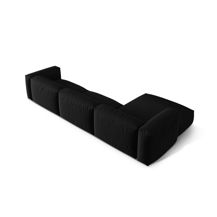 Martina modulares Ecksofa, Linke Seite, Sitztiefe 76 cm, aus Strukturierter Stoff in Schwarz (Boston Black), 330x176 cm von Micadoni – Bild 5