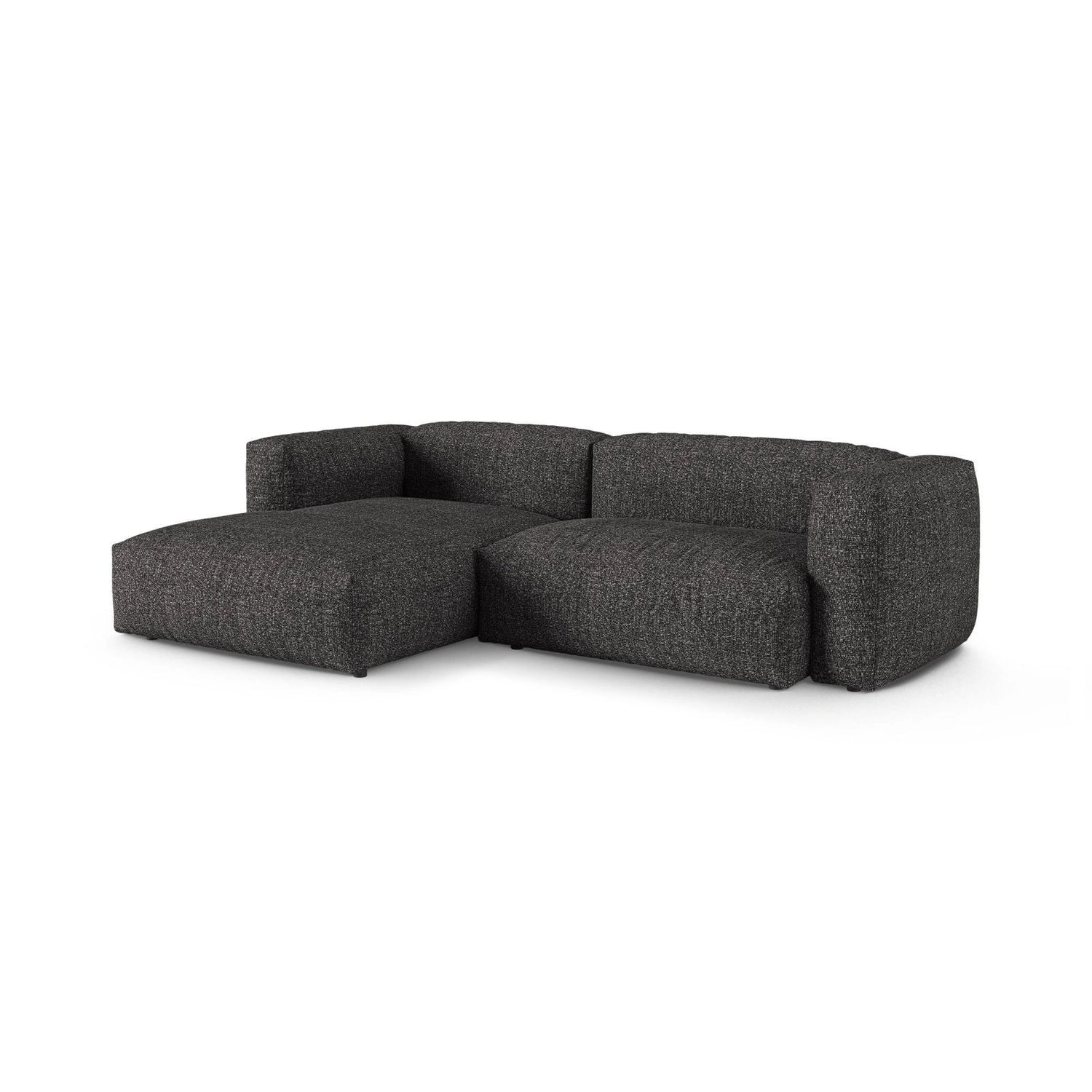 Martina modulares Ecksofa, Linke Seite, Sitztiefe 90 cm, aus Boucle in Anthrazit (Monet Anthracite), 280x176 cm von Micadoni – Bild 3