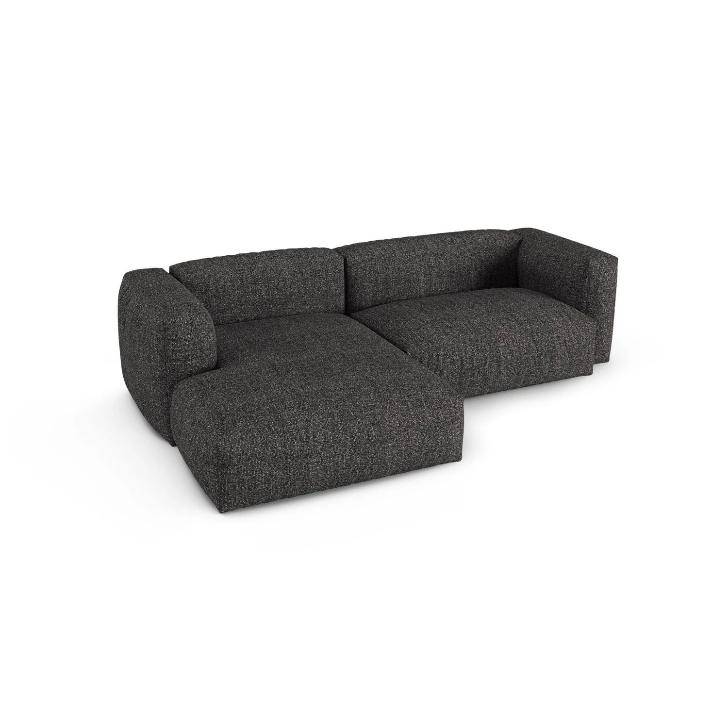 Martina modulares Ecksofa, Linke Seite, Sitztiefe 90 cm, aus Boucle in Anthrazit (Monet Anthracite), 280x176 cm von Micadoni – Bild 4