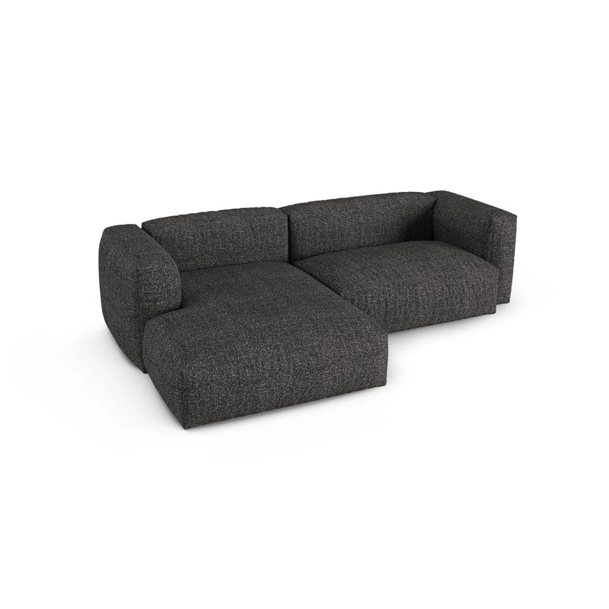 Martina modulares Ecksofa, Linke Seite, Sitztiefe 90 cm, aus Boucle in Anthrazit (Monet Anthracite), 280x176 cm von Micadoni – Bild 4