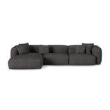 Martina modulares Ecksofa, Linke Seite, Sitztiefe 90 cm, aus Boucle in Anthrazit (Monet Anthracite), 330x176 cm von Micadoni – Bild 1