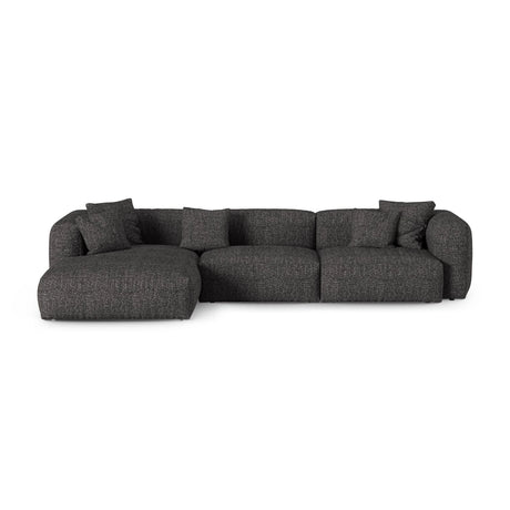 Martina modulares Ecksofa, Linke Seite, Sitztiefe 90 cm, aus Boucle in Anthrazit (Monet Anthracite), 330x176 cm von Micadoni – Bild 1
