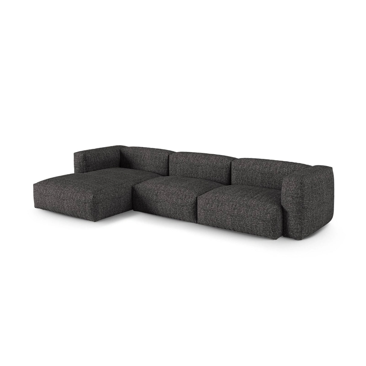 Martina modulares Ecksofa, Linke Seite, Sitztiefe 90 cm, aus Boucle in Anthrazit (Monet Anthracite), 330x176 cm von Micadoni – Bild 3