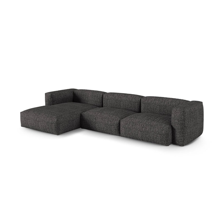 Martina modulares Ecksofa, Linke Seite, Sitztiefe 90 cm, aus Boucle in Anthrazit (Monet Anthracite), 330x176 cm von Micadoni – Bild 3