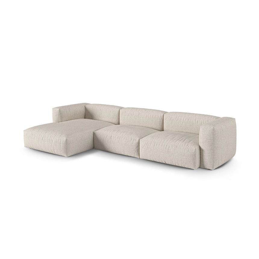 Martina modulares Ecksofa, Linke Seite, Sitztiefe 90 cm, aus Boucle in Beige (Monet Sand), 330x176 cm von Micadoni – Bild 3