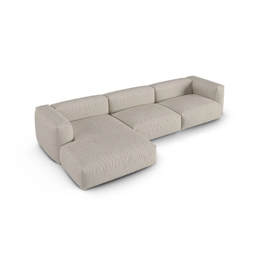 Martina modulares Ecksofa, Linke Seite, Sitztiefe 90 cm, aus Boucle in Beige (Monet Sand), 330x176 cm von Micadoni – Bild 4