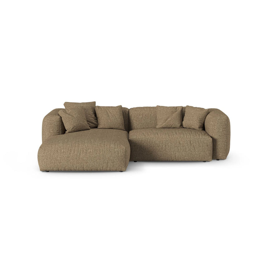 Martina modulares Ecksofa, Linke Seite, Sitztiefe 90 cm, aus Boucle in Cappuccino (Monet Cappucino), 280x176 cm von Micadoni – Bild 1