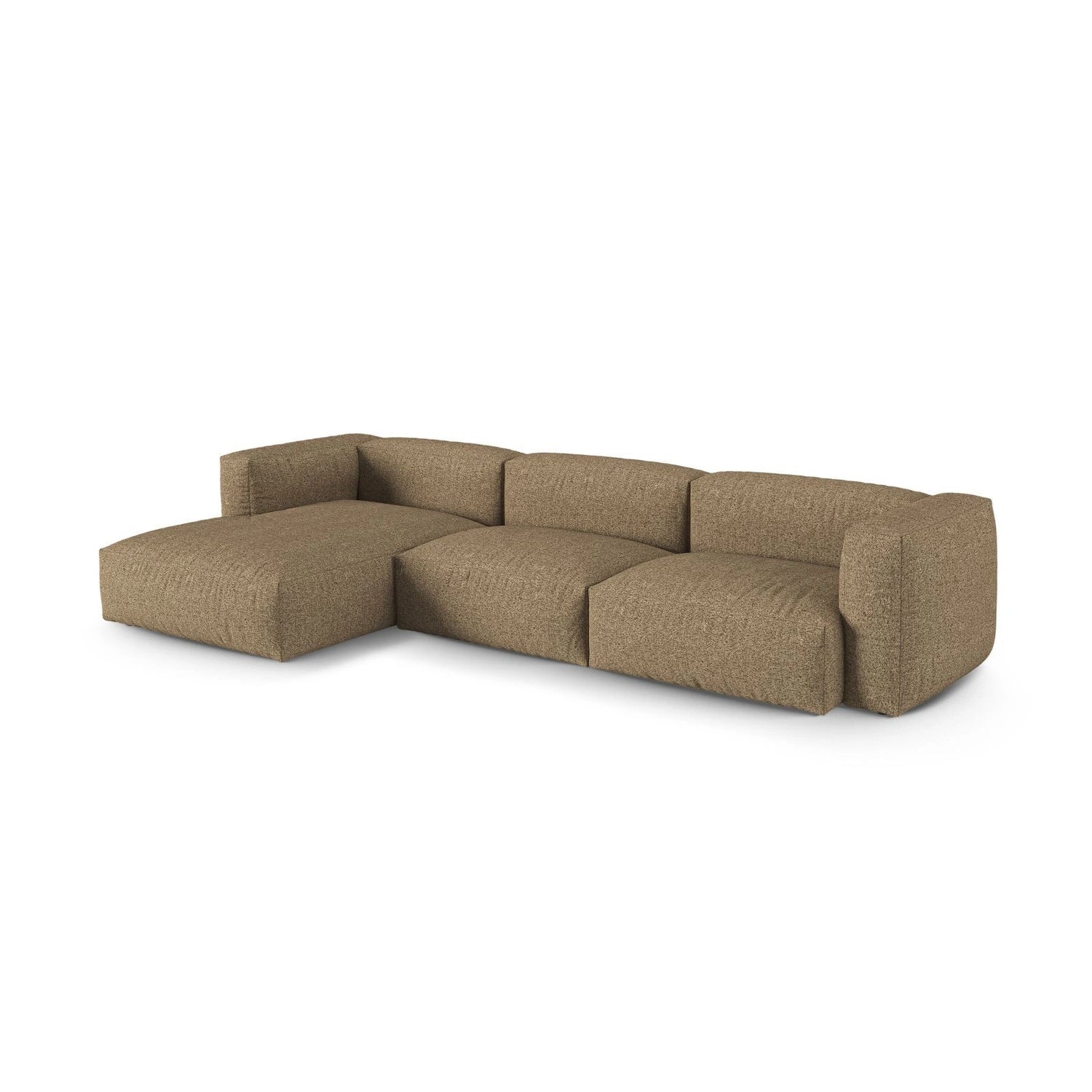 Martina modulares Ecksofa, Linke Seite, Sitztiefe 90 cm, aus Boucle in Cappuccino (Monet Cappucino), 330x176 cm von Micadoni – Bild 3
