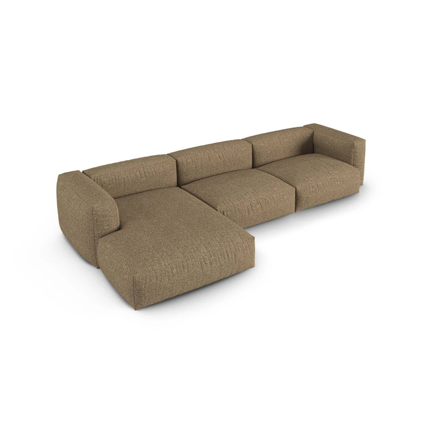 Martina modulares Ecksofa, Linke Seite, Sitztiefe 90 cm, aus Boucle in Cappuccino (Monet Cappucino), 330x176 cm von Micadoni – Bild 4