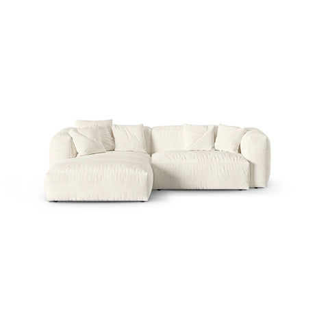 Martina modulares Ecksofa, Linke Seite, Sitztiefe 90 cm, aus Boucle in Elfenbein (Monet Nata), 280x176 cm von Micadoni – Bild 1