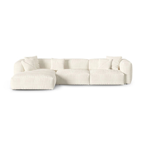 Martina modulares Ecksofa, Linke Seite, Sitztiefe 90 cm, aus Boucle in Elfenbein (Monet Nata), 330x176 cm von Micadoni – Bild 1