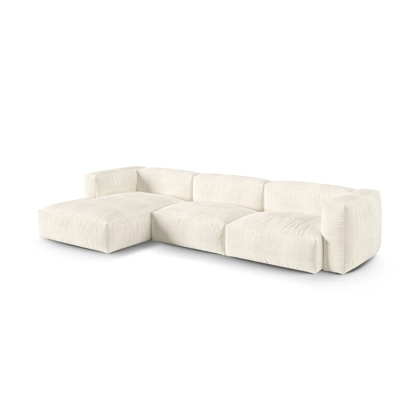 Martina modulares Ecksofa, Linke Seite, Sitztiefe 90 cm, aus Boucle in Elfenbein (Monet Nata), 330x176 cm von Micadoni – Bild 3