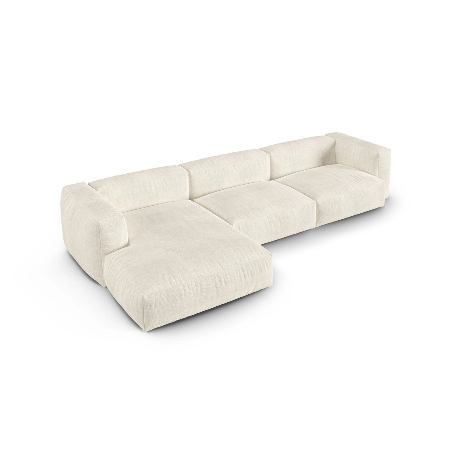 Martina modulares Ecksofa, Linke Seite, Sitztiefe 90 cm, aus Boucle in Elfenbein (Monet Nata), 330x176 cm von Micadoni – Bild 4