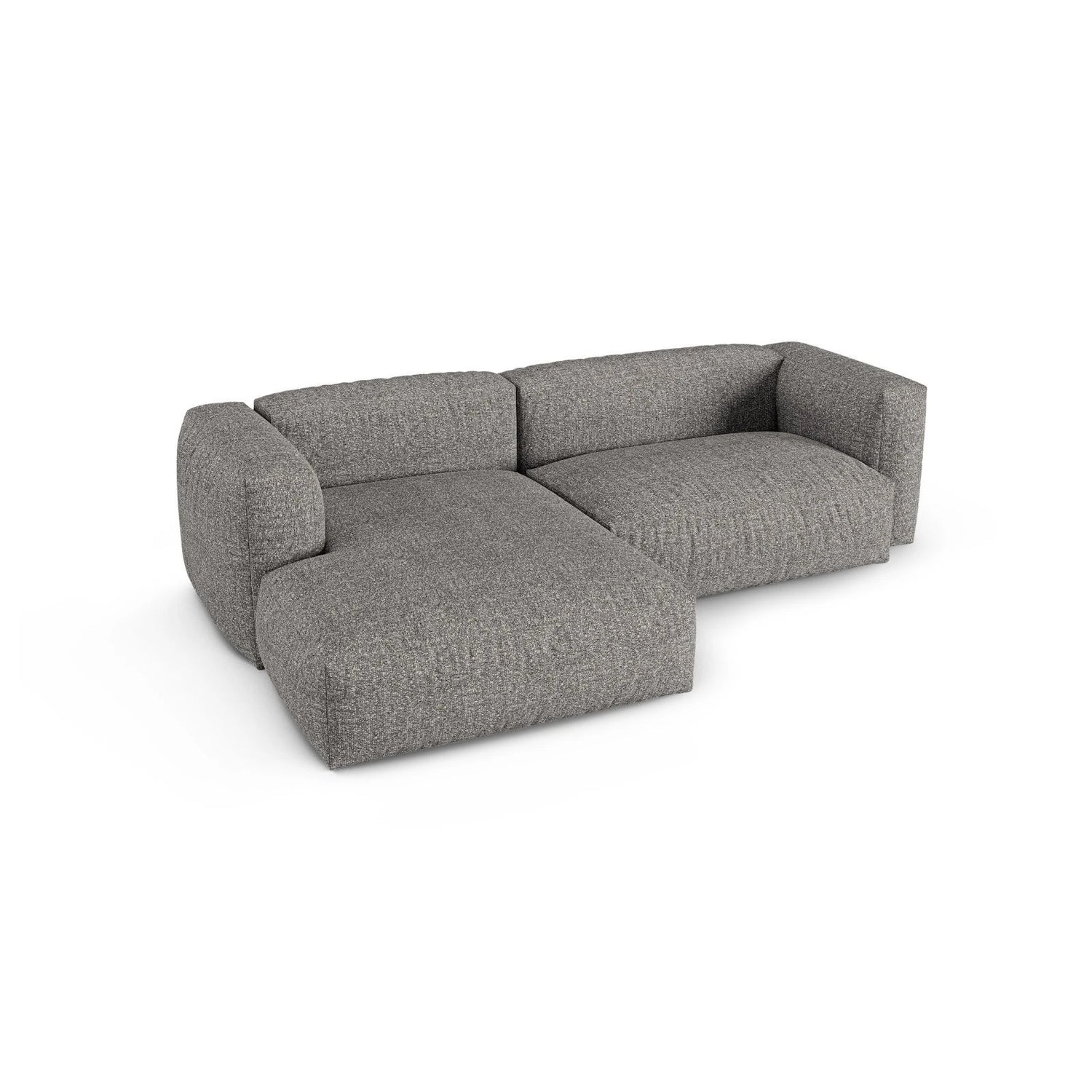 Martina modulares Ecksofa, Linke Seite, Sitztiefe 90 cm, aus Boucle in Graphit (Monet Graphite), 280x176 cm von Micadoni – Bild 4