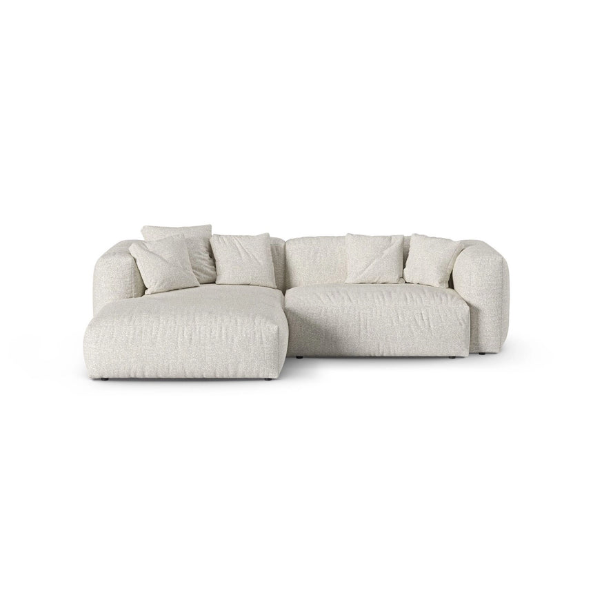 Martina modulares Ecksofa, Linke Seite, Sitztiefe 90 cm, aus Boucle in Grau Beige meliert (Monet Pearl), 280x176 cm von Micadoni – Bild 1