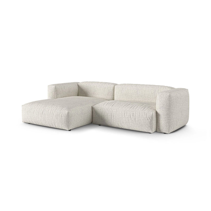 Martina modulares Ecksofa, Linke Seite, Sitztiefe 90 cm, aus Boucle in Grau Beige meliert (Monet Pearl), 280x176 cm von Micadoni – Bild 3