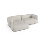 Martina modulares Ecksofa, Linke Seite, Sitztiefe 90 cm, aus Boucle in Grau Beige meliert (Monet Pearl), 280x176 cm von Micadoni – Bild 4
