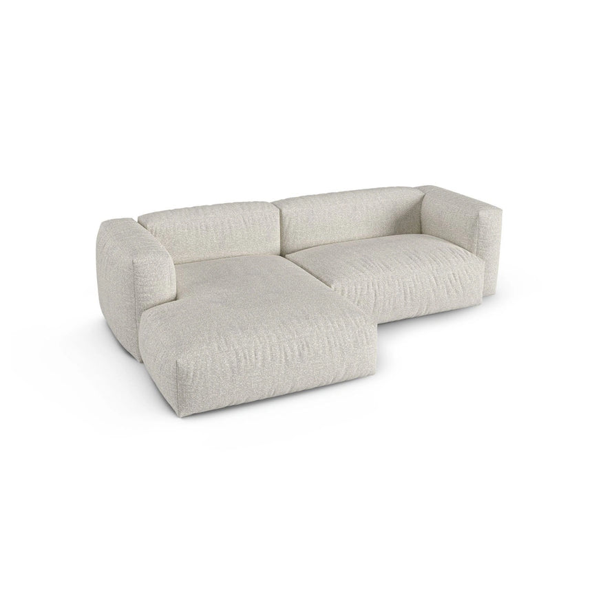 Martina modulares Ecksofa, Linke Seite, Sitztiefe 90 cm, aus Boucle in Grau Beige meliert (Monet Pearl), 280x176 cm von Micadoni – Bild 4