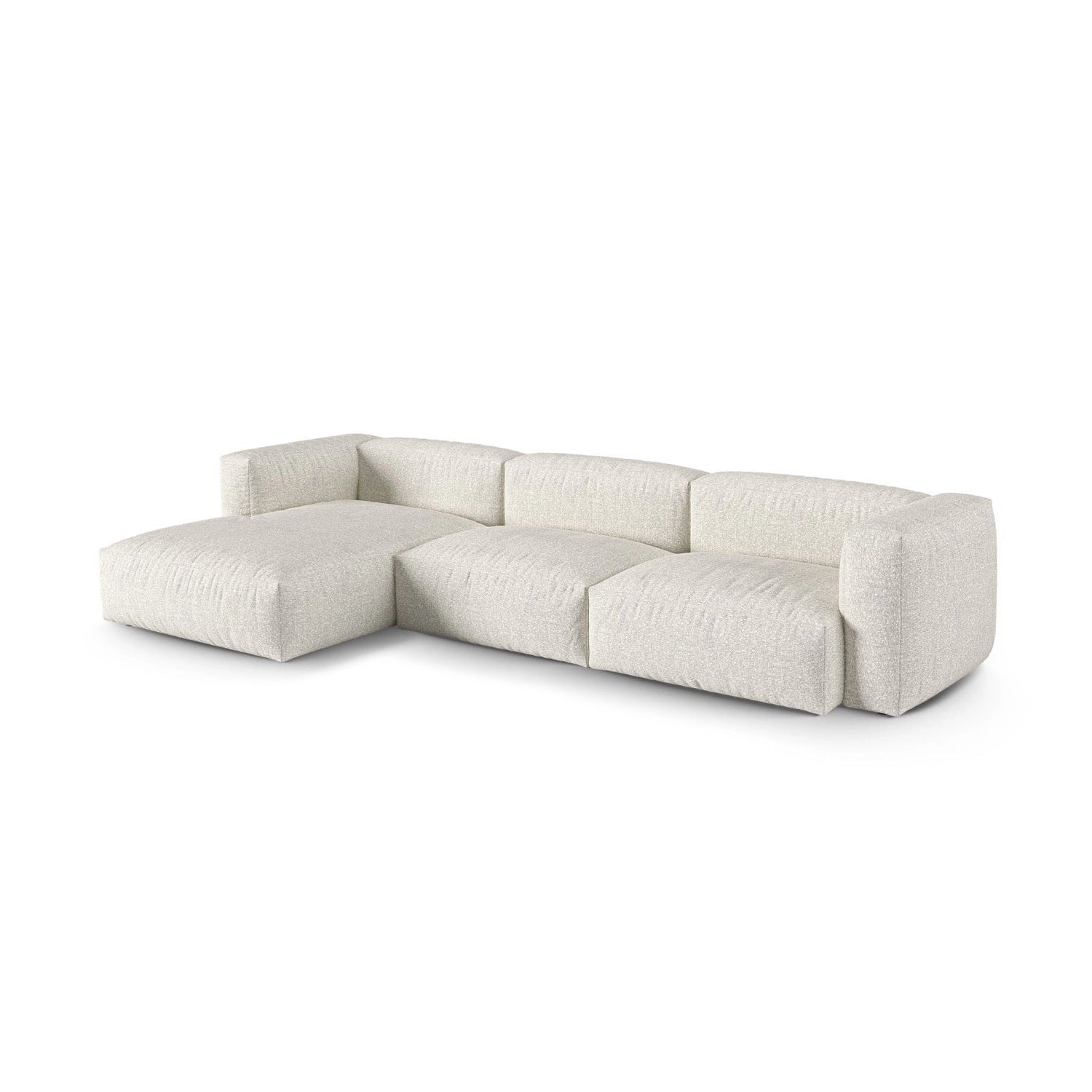 Martina modulares Ecksofa, Linke Seite, Sitztiefe 90 cm, aus Boucle in Grau Beige meliert (Monet Pearl), 330x176 cm von Micadoni – Bild 3