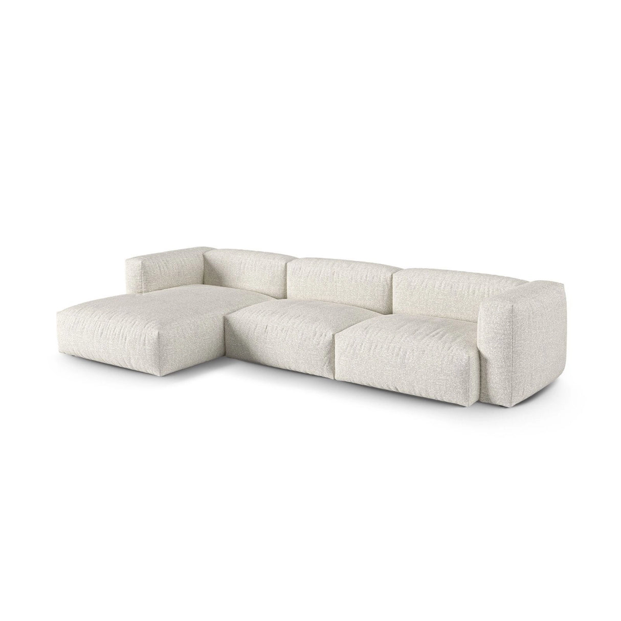 Martina modulares Ecksofa, Linke Seite, Sitztiefe 90 cm, aus Boucle in Grau Beige meliert (Monet Pearl), 330x176 cm von Micadoni – Bild 3