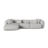 Martina modulares Ecksofa, Linke Seite, Sitztiefe 90 cm, aus Boucle in Silber (Monet Silver), 330x176 cm von Micadoni – Bild 1