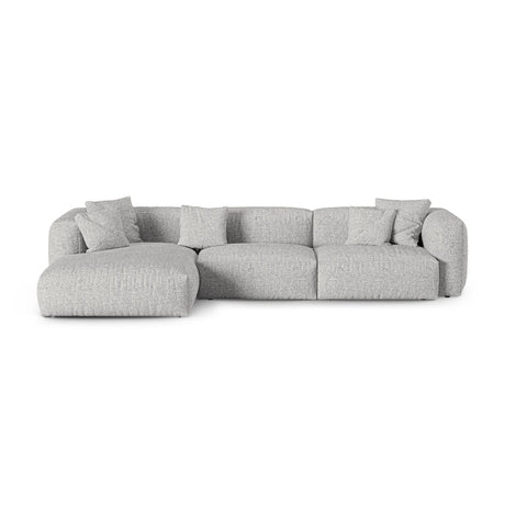 Martina modulares Ecksofa, Linke Seite, Sitztiefe 90 cm, aus Boucle in Silber (Monet Silver), 330x176 cm von Micadoni – Bild 1
