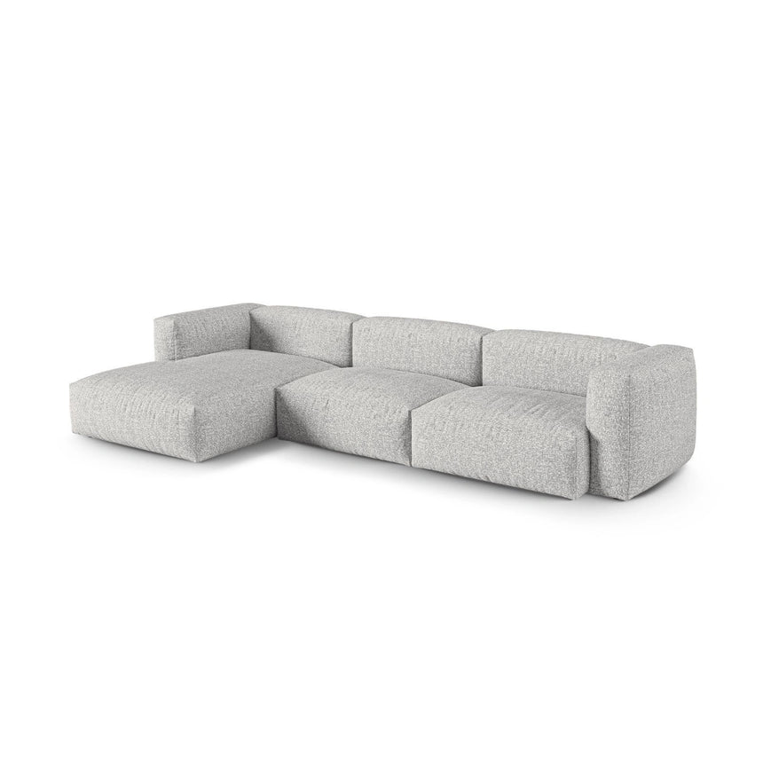 Martina modulares Ecksofa, Linke Seite, Sitztiefe 90 cm, aus Boucle in Silber (Monet Silver), 330x176 cm von Micadoni – Bild 3
